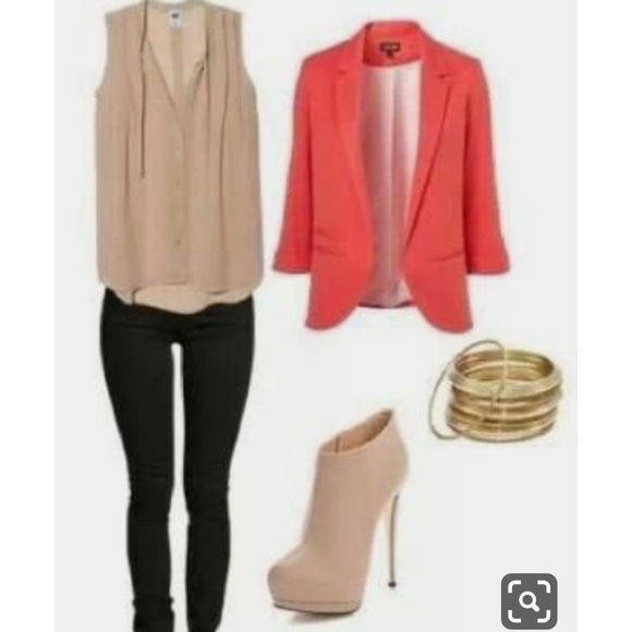 MOVING SALE! EUC H&M Coral Textured Blazer - Picture 3 of 8